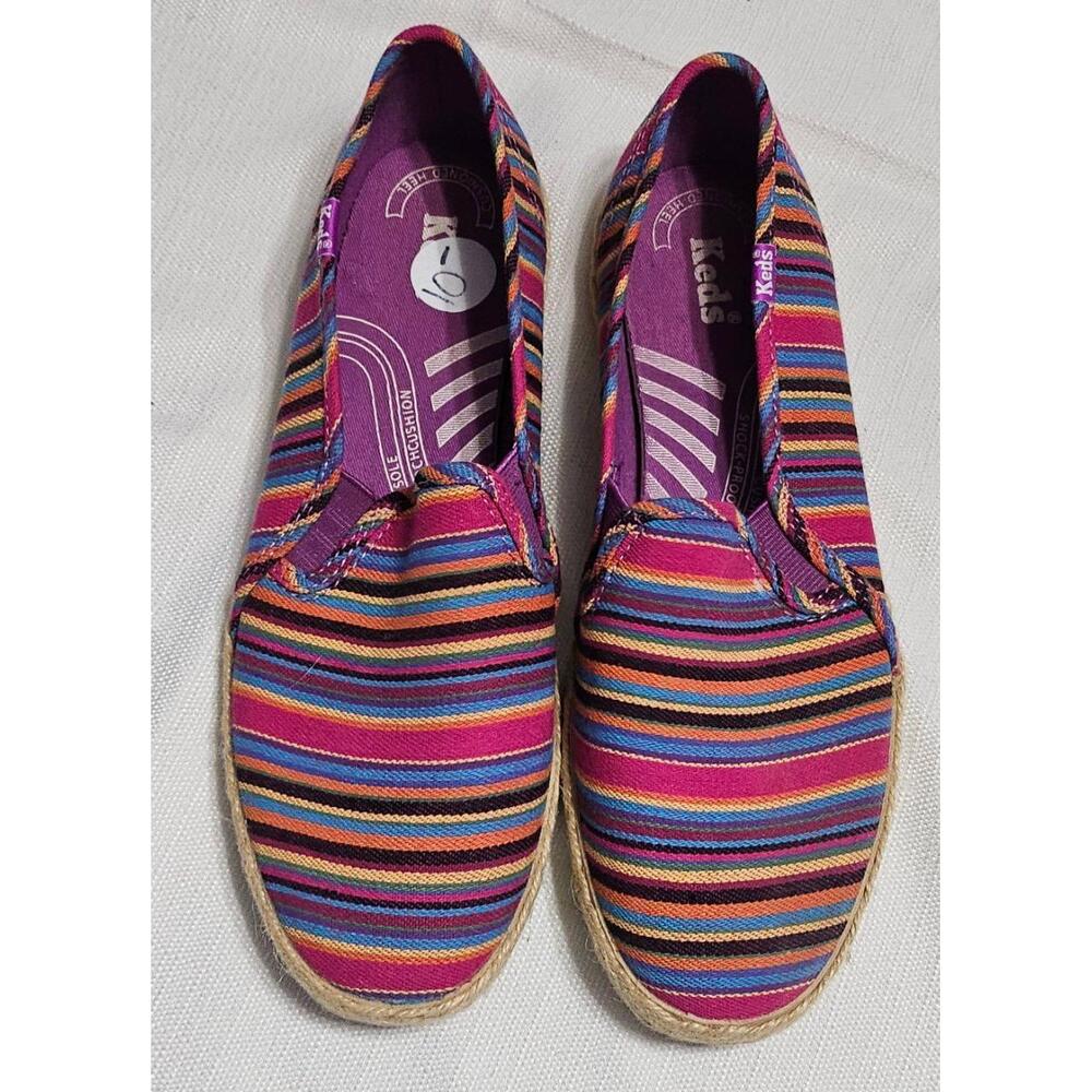 Keds Espadrille Slipon Shoes Multi-colored Canvas Jute Wrap WF44321M Womens 8‎